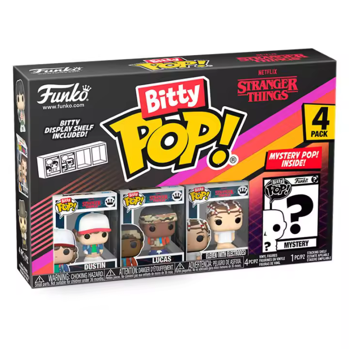 Blister 4 figuras Bitty POP Stranger Things DustinFigura  Coleccionable - Idea de Regalo- Mercancia Oficial - Juguetes para Niños y Adultos - Movies Fans - Muñeco para Coleccionistas y Exposición - 1