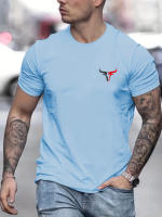 Camiseta De Verano Para Hombre 100% Algodón Casual Suave Con Estampado De Toros Cuello Redondo Manga Corta Top De Moda Streetwear - details 9