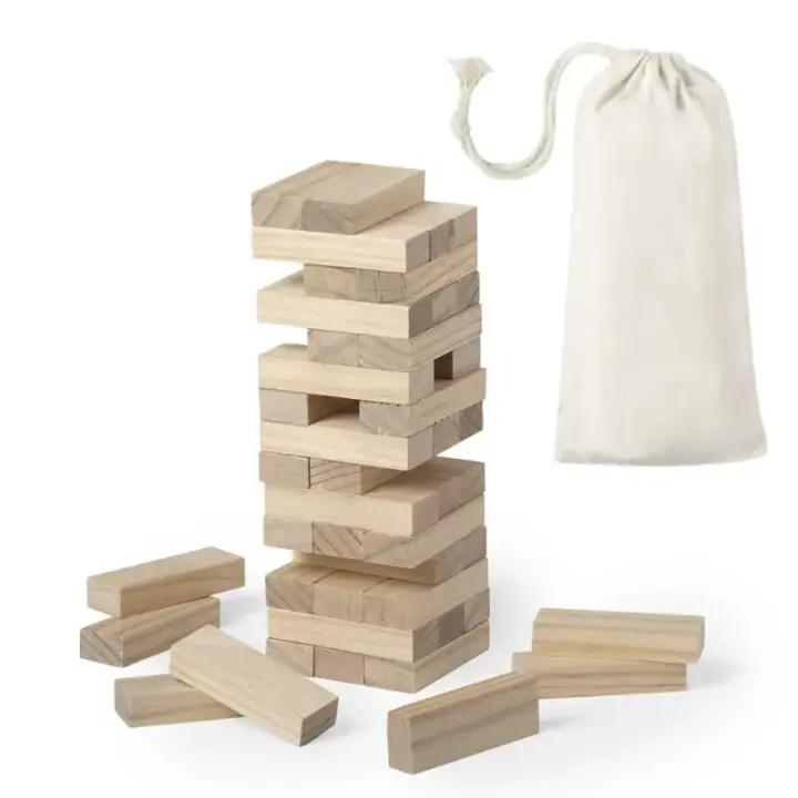 Juego de Mesa Jenga SABIX - 45 piezas con Bolsa de Almacenamiento - 1