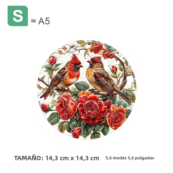 Rompecabezas De Madera En Forma Irregular De Pájaro Rojo Juego De Regalo Personalizado Para Adultos Interacción Familiar Único Y Elegante - 1