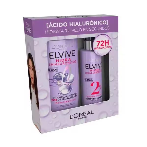 L'oréal Paris - ELVIVE Ácido Hialurónico - Cofre Champú Hidratación + Sérum Rellenador【ROUA】 - 1