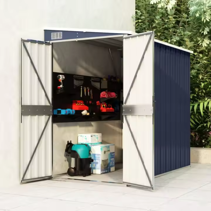 vidaXL Cobertizo de jardín de pared acero galvanizado 118x194x178 cm - 1