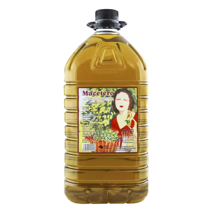 Aceite de Oliva Virgen Extra MACETERO AOVE  Garrafa Pet Transparente  Asa Negra  5 Litros - 1