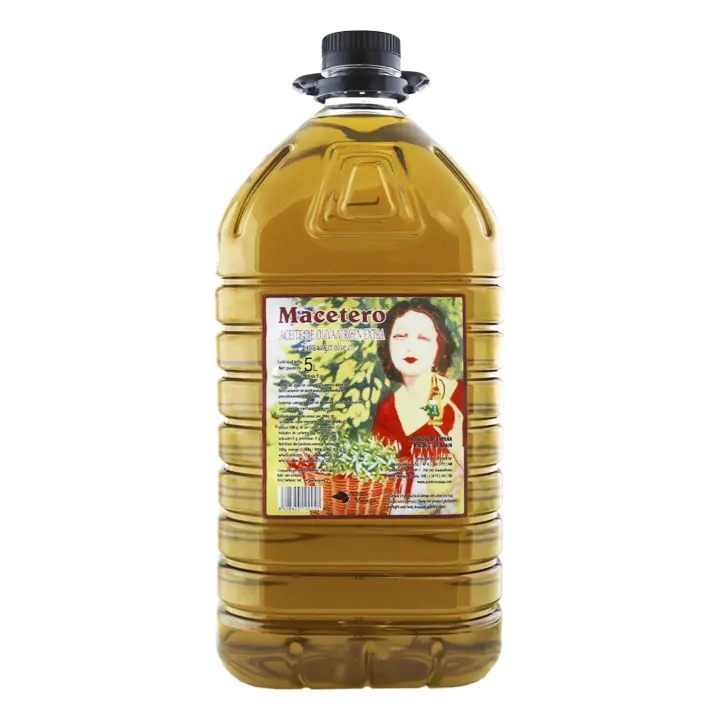 Aceite de Oliva Virgen Extra MACETERO AOVE  Garrafa Pet Transparente  Asa Negra  5 Litros - 1