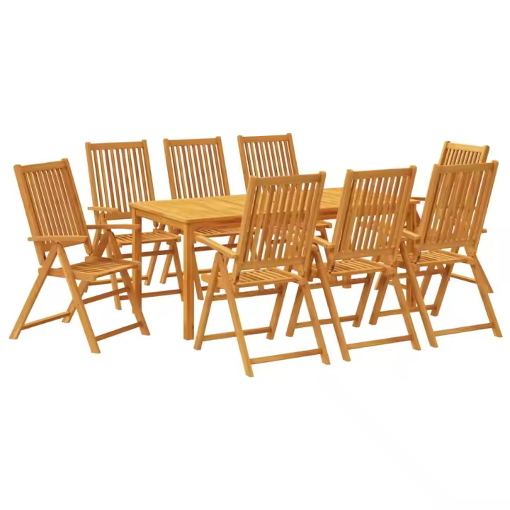 vidaXL Juego de comedor de jardín 9 piezas madera maciza de acacia - 1