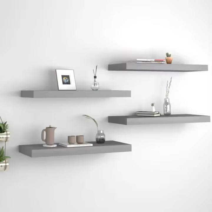 Estantes flotantes de pared 4 uds MDF gris 60x23,5x3,8 cm - 1