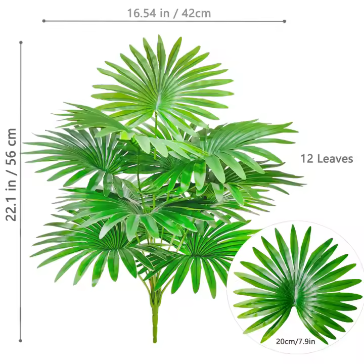 Planta Artificial De Palma Tropical Grande 60-105cm (37.2 Pulgadas) Hoja De Ventilador Decoración Para Oficina Y Hogar - 1