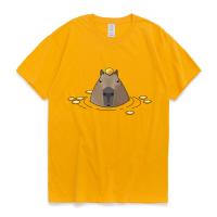 Camiseta De Algodón Cómoda Y Graciososa Con Diseño De Capybara Para Hombres Y Mujeres Estilo Anime Japonés Casual Oversized Para Calle Pareja - details 4