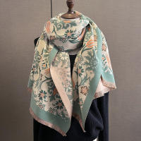 Poncho De Cashmere Floral Impresión Para Mujer Bufanda De Lujo Cálida Pashmina Viaje Chal Envoltura Estilo Elegante 2023 - details 21