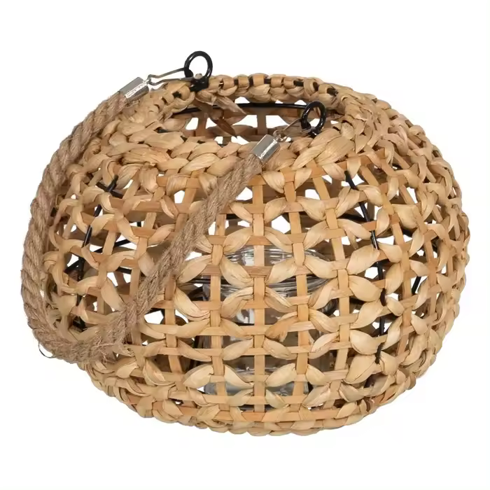 Farol portavelas natural de Jacinto de agua (26 x 26 x 18 cm) - 1