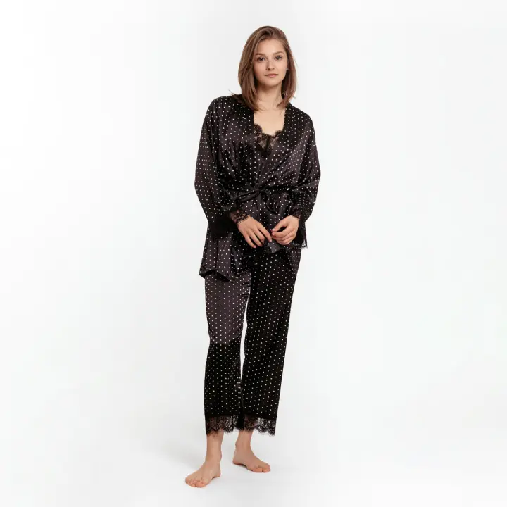 Pijama de Satén 3 Piezas | Ropa de Cama y Descanso Mujer - 1