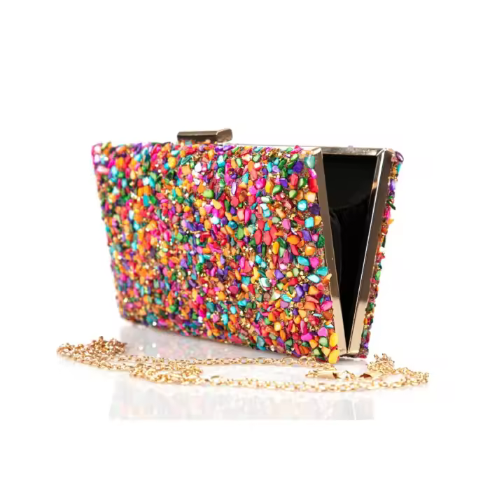 Bolso Cartera de Fiesta Multicolor con Cadena - 1