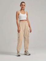 Women's Casual Workwear Sweatpants High-Waisted Loose Fit Solid Color with Belt And Pockets mid Waist Ankle-Length Polyester - details 21