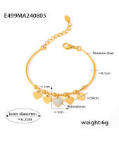 Encanto Brazalete de lujo chapado en oro con diamantes de imitación de acero inoxidable para mujer, bonito colgante de corazón, accesorios de joyería de boda para niña - details 4