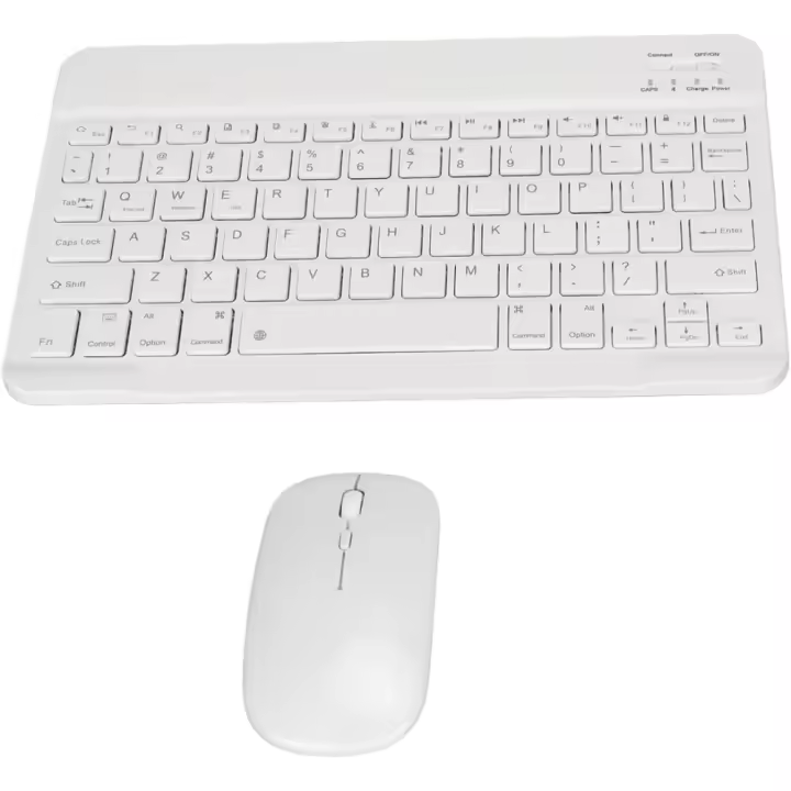 Coshano Teclado Inalámbrico Portátil para Tableta con Mouse Inalámbrico (Blanco) - 1