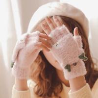 Guantes De Navidad Con Reino Para Mujeres Y Niñas Estilo Plegable Mitad Dedo Llenos De Terciopelo Y Poliéster Unisex - details 34