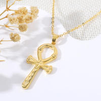 Encanto Collar con colgante de cruz para mujer, estilo retro artístico, de cobre, chapado en oro auténtico. - details 2