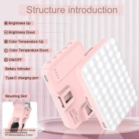 Luz De Rellenado Para Videoconferencia LED Recargable Con Clip Para Teléfono iPhone Android iPad Laptop Maquillaje TikTok Selfie Vlog - details 14