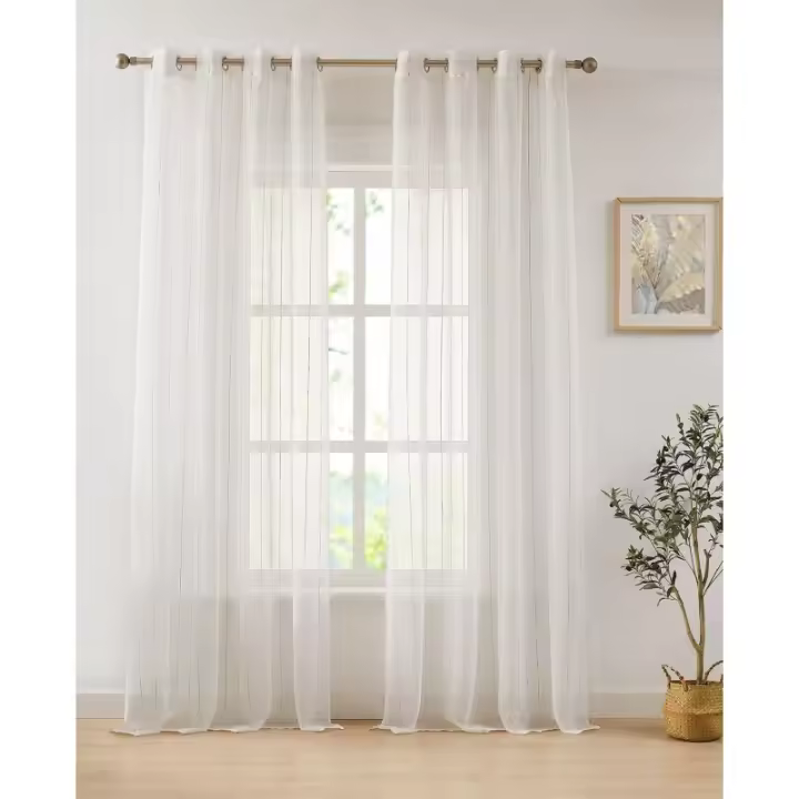 Visillo Rayas Lace con Ollaos, "Classic Line" VD-5372, 140x265 cm, 99% Poliéster, Color Crudo, Camaltex - 1