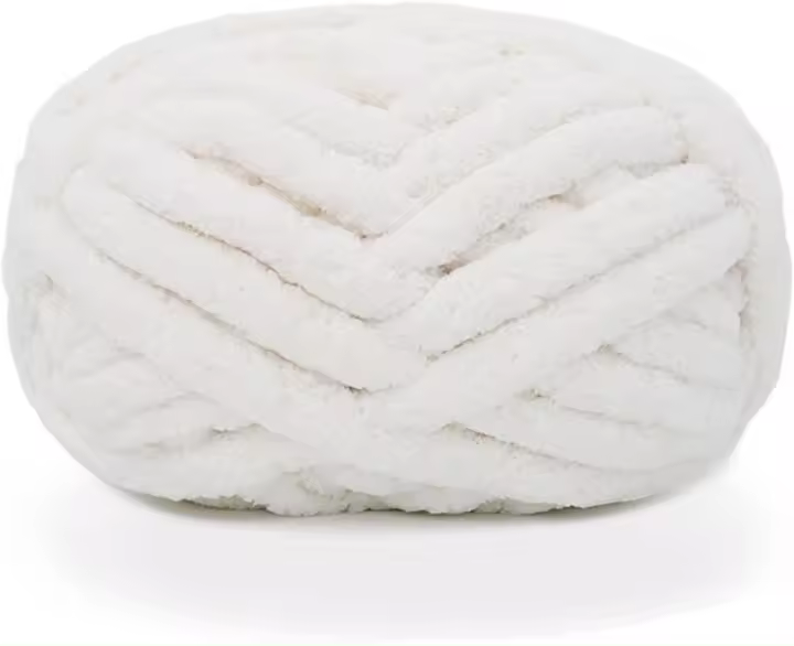 Piezas de Hilo de chenilla de DOT Gruese para tejer mantas a mantas, Hilo supersuave para mantas grandes (Blanco) - 1