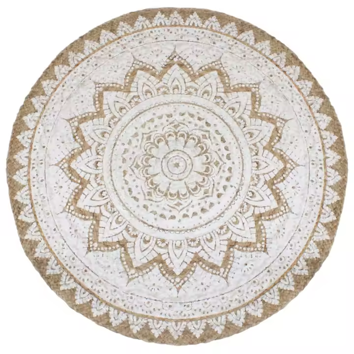 vidaXL Alfombra redonda yute trenzado estampado Diámetro 90 cm,  120 cm,  150 cm y mas Alfombras de área  Alfombra de Piso para Sala de Estar Dormitorio Habitación Salón - 1
