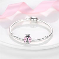 Encanto De Herramienta De Cogote En Forma De Corazón Y Botella De Perfume En Color Rosa De Plata De Ley 925 Para Pulsera De Encantos DIY Joyería - details 14