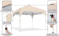 Carpa Plegable 3x3m Cenador de Jardín Impermeable para 8-10 Personas,con Ventilacion y Bolsa de Transporte, Ideal para Playa y Camping Beige - details 2