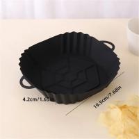 Placa De Hornear De Silicona Para Air Fryer Con Manija Reutilizable Cuadrada Herramienta De Cocina Resistente a Químicos - details 2