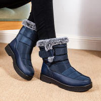 Botas De Invierno Para Mujer Talla Grande 44 Impermeables Con Peluche Grueso Botines De Nieve Con Correa De Ganchillo Y Plataforma Antideslizante - details 15