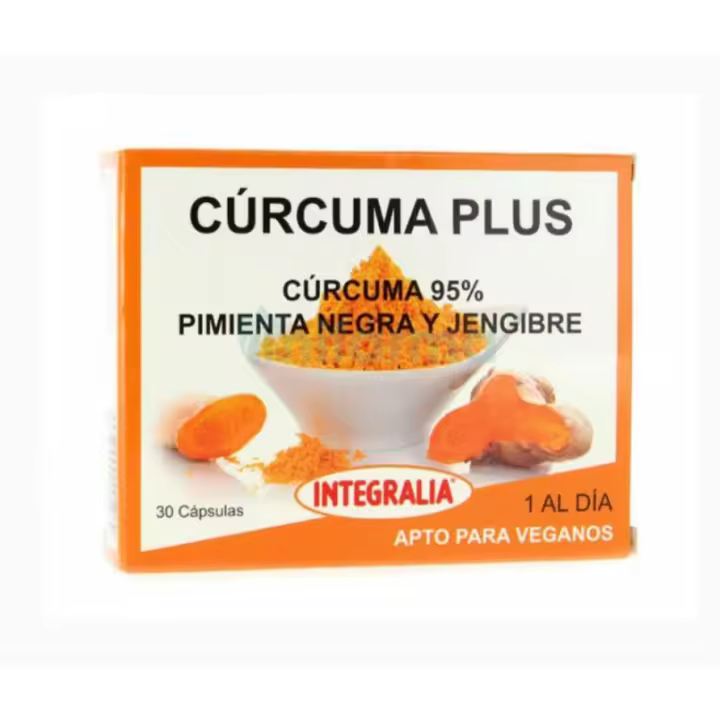 Cúrcuma plus 95%. Integralia. Con pimienta negra y jengibre. 30 Cápsulas. - 1