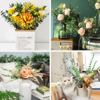 10/20PCS Hojas De Eucalipto Artificiales Ramas Plantas Falsas Para DIY Coronación De Navidad Boda Año Nuevo Fiesta Decoración De Mesa Hogar - details 3