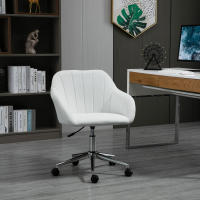 Vinsetto Silla de Oficina Ergonómica Silla de Escritorio Giratoria con Altura Ajustable Respaldo y Reposabrazos de Piel Sintética Carga 120 kg 60x59x79-89 cm Blanco - details 1