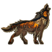 Wolf Totem Decorativo De Madera Vacío Navidad Animal Creatividad Adorno De Escritorio Para Coche Decoración LED Para Sala De Estar - details 6