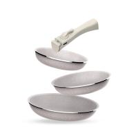 Juego de 8 pcs: 5 sartenes Ø18Ø20Ø24cm(x2)Ø28cm y 3 Cacerolas Ø16Ø18Ø20cm en aluminio prensado con revestimiento ILAG con 3 mangos extraibles - details 27