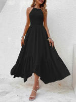 Vestido De Verano Asimétrico Para Mujer Con Tirantes Sin Mangas Vestido A-Line Negro Sexy Y Club De Playa Vestidos De Verano Mujer - details 9