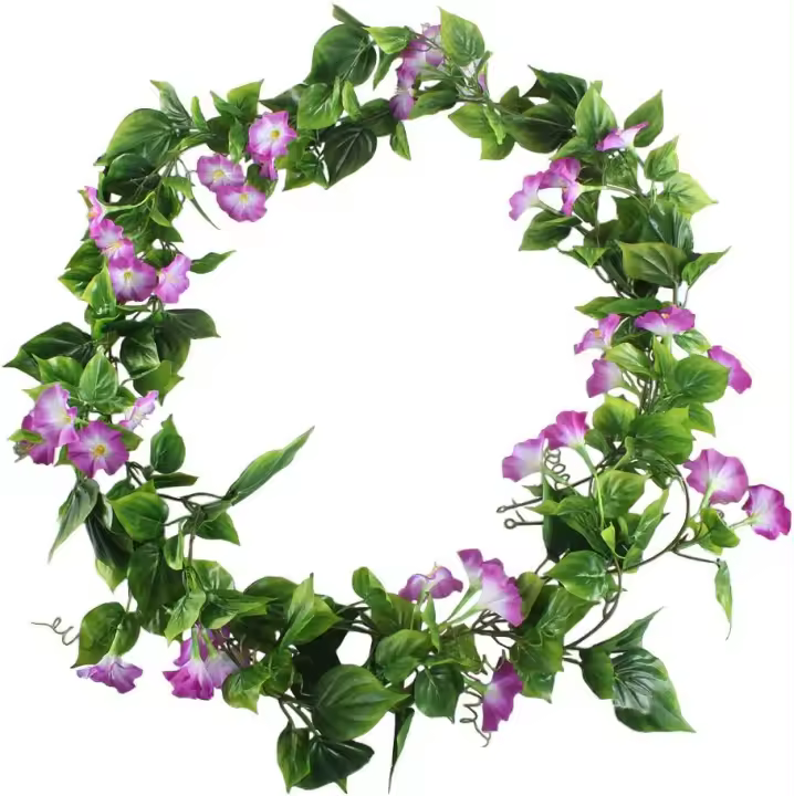 Lote de 2 Hiedra Artificial para Plantas (2,1 m, Planta Artificial, Colgante de Ivy Hiedra Artificial, decoración para jardín, Boda, balcón y Valla Flores moradas - 1