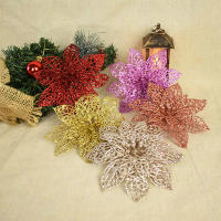 Decoración De Navidad Rosa Artificial Brillante 5/10pcs Flores Para Wreath Accesorios De Colores Adornos Para El Hogar DIY Noel - details 2