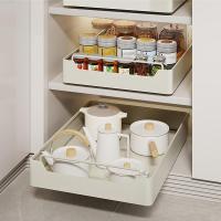 Kitchen Storage Rack with Slide Rails Pull-out Kitchen Drawer Type Storage Tray Spice Box Pantry Basket Storage Rack Cabinets Organizer - details 3
