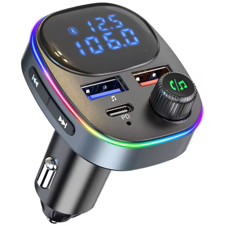 Transmisor FM Bluetooth 5,3 para Coche, adaptador Bluetooth para Coche, transmisor de radio de coche, Kit Manos libres, PD3.0 de 20 W y Cargador de coche QC3.0, compatible con disco USB - 1