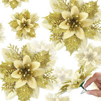 Flores De Navidad Artificiales Brillantes 14.5cm Decoración Para Árbol De Navidad Adornos Para Año Nuevo Y Día De San Valentín - details 12