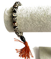 Pulsera Hombre Mujer Artesania Bisuteria negra y blanca bolsita Nepal hecho a mano Prana Yoga - details 2