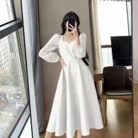Vestido Largo Elegante De Mujer Con Manga Puff Elegante Vestimenta Para Bodas Y Noches Viejas Moda Cintura Alta Ajustada Para Fiestas De Noche - details 3