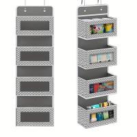 Organizador De Puerta 4-Niveles Gran Capacidad Para Almacenamiento Montado Caja Colgante Para Cosméticos Juguetes Color Gris Negro Tamaño 98*32*11cm Peso 540g - details 3