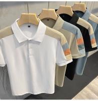 Camiseta Corta Para Hombre Polo Spliced Moda Verano Talla Grande Versátil Top Encantador Estilo Coreano Cuidado Facil - details 3