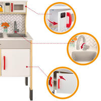 WOOMAX Cocina de madera eléctrica, Cocina de juguete con luz y sonido, Cocinita de madera infantil con vitrocerámica, Cocina infantil 94,5x59,5x30cm, Juguete para niños y niñas, Cocinita de madera de juguete, Cocina de juguete, Juguetes de cocina - details 4