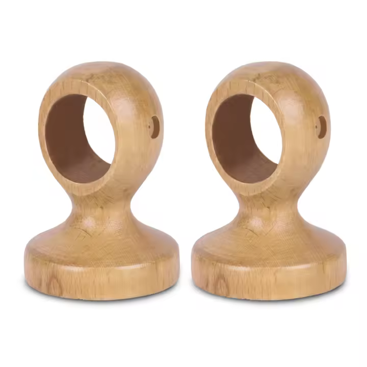 YUNIK HOME- Pack de 2 Soportes Decorativos para Barra de Madera de Pared o Techo. Colgador para Barras de Cortina de ø 28mm. - 1
