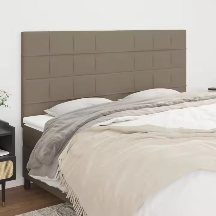 vidaXL Cabeceros 4 unidades de tela gris taupe 100x5x78/88 cm - 1