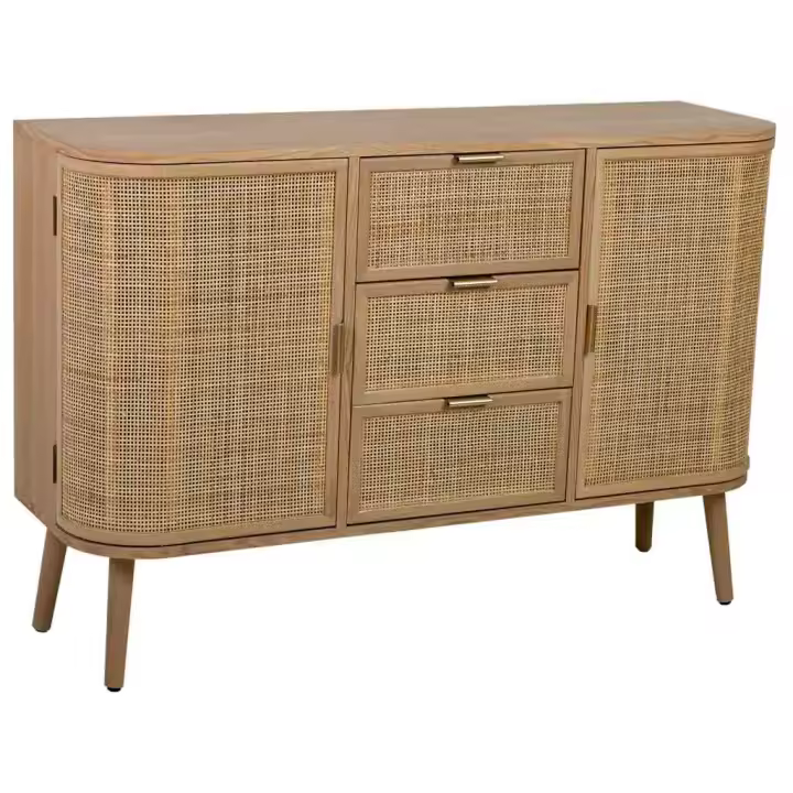 Aparador de madera y rejilla marrón 115x35x80cm - 1