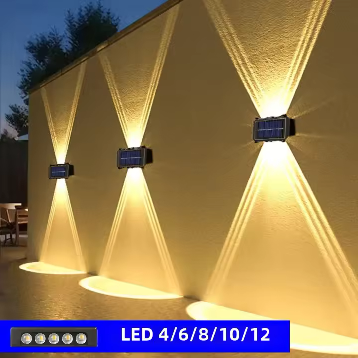 Lámpara De Pared Solar Exterior Luz Caliente Impermeable Iluminación Moderna Para Balcones Jardines Decoración Luz LED Duración 10H+ Recarga 4-6H - 1