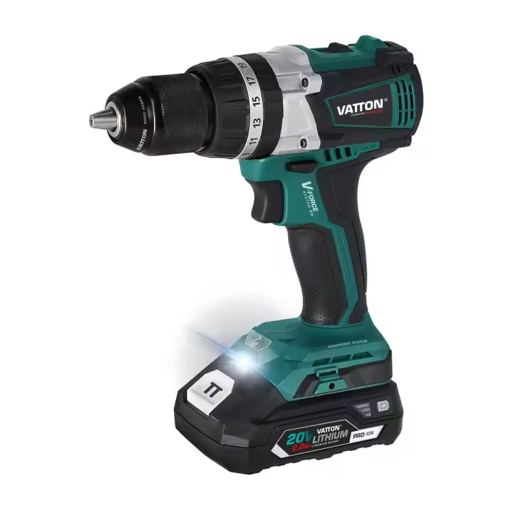 VATTON Taladro Percutor Brushless 20V con 1 Batería 2.0Ah - Alta Eficiencia - 1